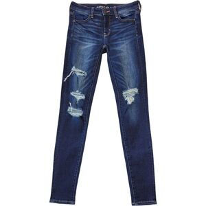 American Eagle Blue Distressed next level stretch Jegging jeans size 4 Long